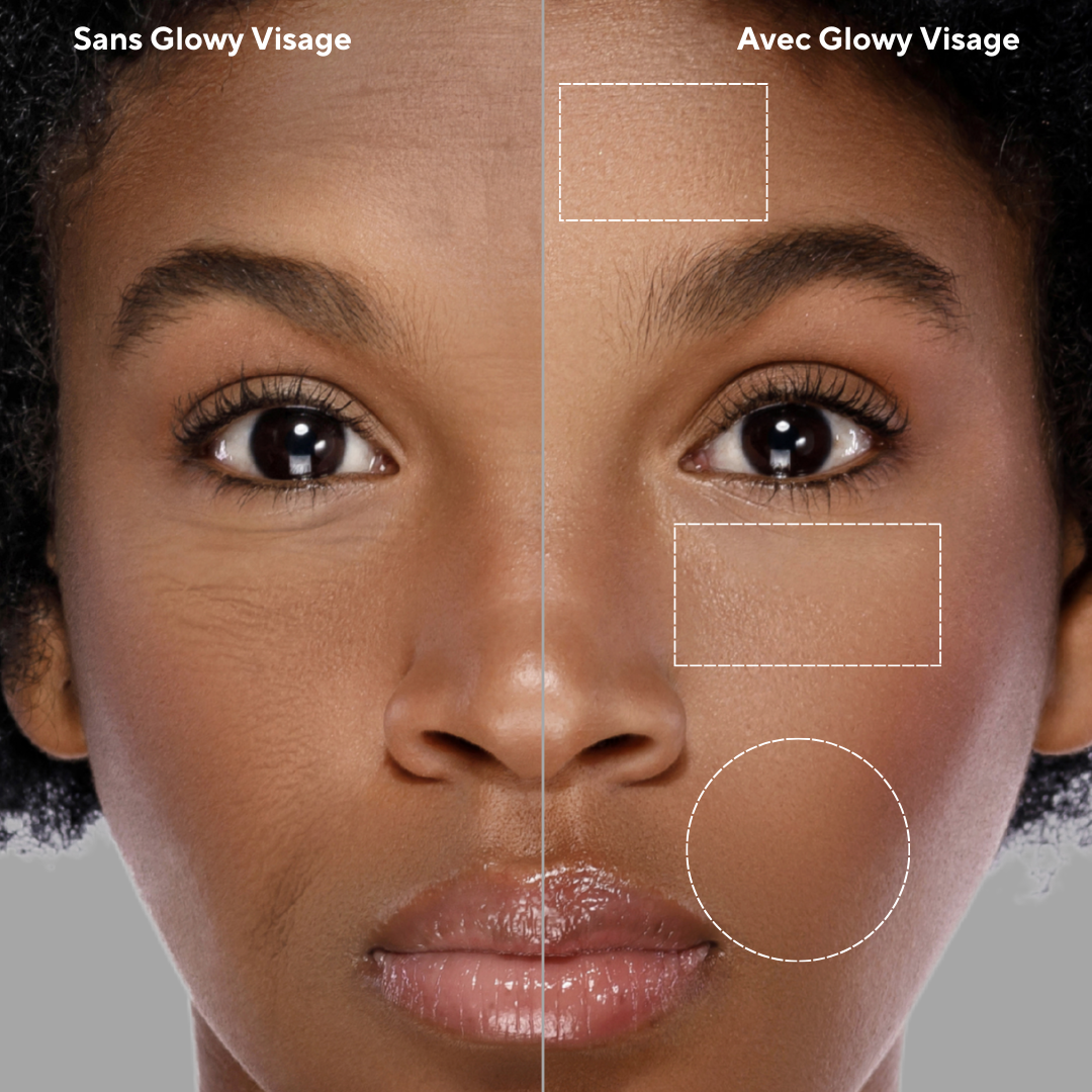 Résultat avant et après utilisation du masque Glowy Visage.